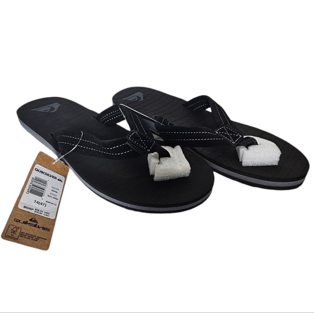 NWT Quicksilver Suede Carver Leather Black Sandals Size 14 Mens